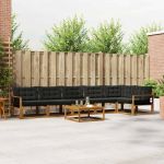 Set de canapele de exterior cu pernă 7 pcs Natural și Negru GartenMobel Dekor