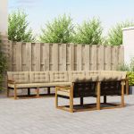 Set de canapele de exterior cu pernă 8 pcs Natural și Bej GartenMobel Dekor