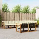 Set de canapele de exterior cu pernă 8 pcs Natural și Crem GartenMobel Dekor