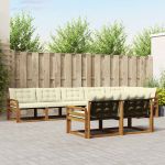 Set de canapele de exterior cu pernă 8 pcs Natural și Crem GartenMobel Dekor