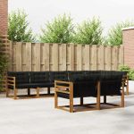 Set de canapele de exterior cu pernă 8 pcs Natural și Negru GartenMobel Dekor