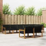 Set de canapele de exterior cu pernă 8 pcs Natural și Negru GartenMobel Dekor