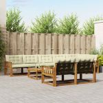 Set de canapele de exterior cu pernă 9 pcs Natural și Crem GartenMobel Dekor