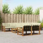 Set de canapele de exterior cu pernă 9 pcs Natural și Crem GartenMobel Dekor