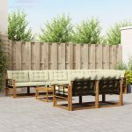 Set de canapele de exterior cu pernă 9 pcs Natural și Crem GartenMobel Dekor