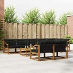 Set de canapele de exterior cu pernă 9 pcs Natural și Negru GartenMobel Dekor