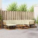 Set de canapele de exterior cu pernă 19 pcs Natural și Crem GartenMobel Dekor