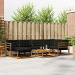 Set de canapele de exterior cu pernă 19 pcs Natural și Negru GartenMobel Dekor