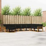 Set de canapele de exterior cu pernă 24 pcs Natural și Negru GartenMobel Dekor