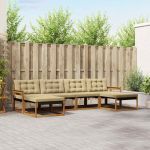Set de canapele de exterior cu pernă 6 pcs Natural și Bej GartenMobel Dekor