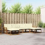 Set de canapele de exterior cu pernă 6 pcs Natural și Crem GartenMobel Dekor