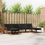 Set de canapele de exterior cu pernă 6 pcs Natural și Negru GartenMobel Dekor