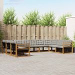 Set de canapele de exterior 9 pcs Gri natural și deschis GartenMobel Dekor