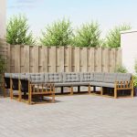 Set de canapele de exterior 9 pcs Gri natural și deschis GartenMobel Dekor