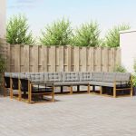 Set de canapele de exterior 9 pcs Gri natural și deschis GartenMobel Dekor