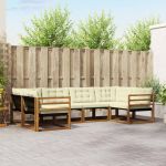 Set de canapele de exterior cu pernă 6 pcs Natural și Crem GartenMobel Dekor