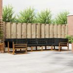 Set de canapele de exterior cu pernă 7 pcs Natural și Negru GartenMobel Dekor