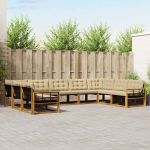 Set de canapele de exterior cu pernă 9 pcs Natural și Bej GartenMobel Dekor