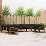 Set de canapele de exterior cu pernă 9 pcs Natural și Negru GartenMobel Dekor