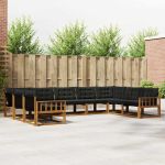 Set de canapele de exterior cu pernă 9 pcs Natural și Negru GartenMobel Dekor
