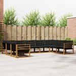 Set de canapele de exterior cu pernă 9 pcs Natural și Negru GartenMobel Dekor