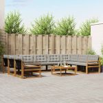 Set de canapele de exterior 10 pcs Gri natural și deschis GartenMobel Dekor