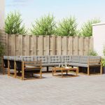 Set de canapele de exterior 10 pcs Gri natural și deschis GartenMobel Dekor