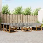 Set de canapele de exterior 10 pcs Gri natural și deschis GartenMobel Dekor