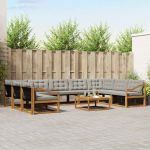 Set de canapele de exterior 10 pcs Gri natural și deschis GartenMobel Dekor