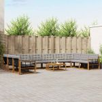 Set de canapele de exterior 11 pcs Gri natural și deschis GartenMobel Dekor