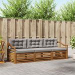 Set de canapele de exterior 3 pcs Gri natural și deschis GartenMobel Dekor
