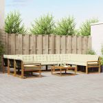 Set de canapele de exterior cu pernă 10 pcs Natural și Crem GartenMobel Dekor