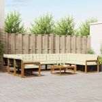 Set de canapele de exterior cu pernă 10 pcs Natural și Crem GartenMobel Dekor