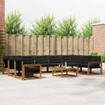 Set de canapele de exterior cu pernă 10 pcs Natural și Negru GartenMobel Dekor