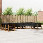 Set de canapele de exterior cu pernă 10 pcs Natural și Negru GartenMobel Dekor