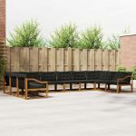 Set de canapele de exterior cu pernă 10 pcs Natural și Negru GartenMobel Dekor