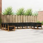Set de canapele de exterior cu pernă 10 pcs Natural și Negru GartenMobel Dekor