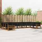 Set de canapele de exterior cu pernă 10 pcs Natural și Negru GartenMobel Dekor