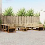 Set de canapele de exterior cu pernă 11 pcs Natural și Bej GartenMobel Dekor