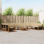 Set de canapele de exterior cu pernă 11 pcs Natural și Bej GartenMobel Dekor