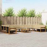 Set de canapele de exterior cu pernă 11 pcs Natural și Bej GartenMobel Dekor