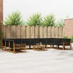 Set de canapele de exterior cu pernă 11 pcs Natural și Negru GartenMobel Dekor