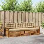 Set de canapele de exterior cu pernă 3 pcs Natural și Bej GartenMobel Dekor