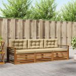 Set de canapele de exterior cu pernă 3 pcs Natural și Bej GartenMobel Dekor