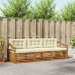 Set de canapele de exterior cu pernă 3 pcs Natural și Crem GartenMobel Dekor