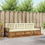 Set de canapele de exterior cu pernă 3 pcs Natural și Crem GartenMobel Dekor