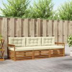 Set de canapele de exterior cu pernă 3 pcs Natural și Crem GartenMobel Dekor