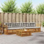 Set de canapele de exterior 5 pcs Gri natural și deschis GartenMobel Dekor