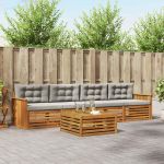 Set de canapele de exterior 5 pcs Gri natural și deschis GartenMobel Dekor