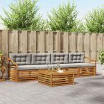 Set de canapele de exterior 5 pcs Gri natural și deschis GartenMobel Dekor